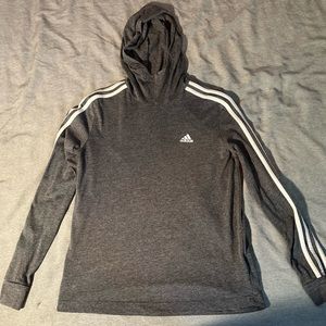 Adidas women workout grey long sleeve shirt with hoodie